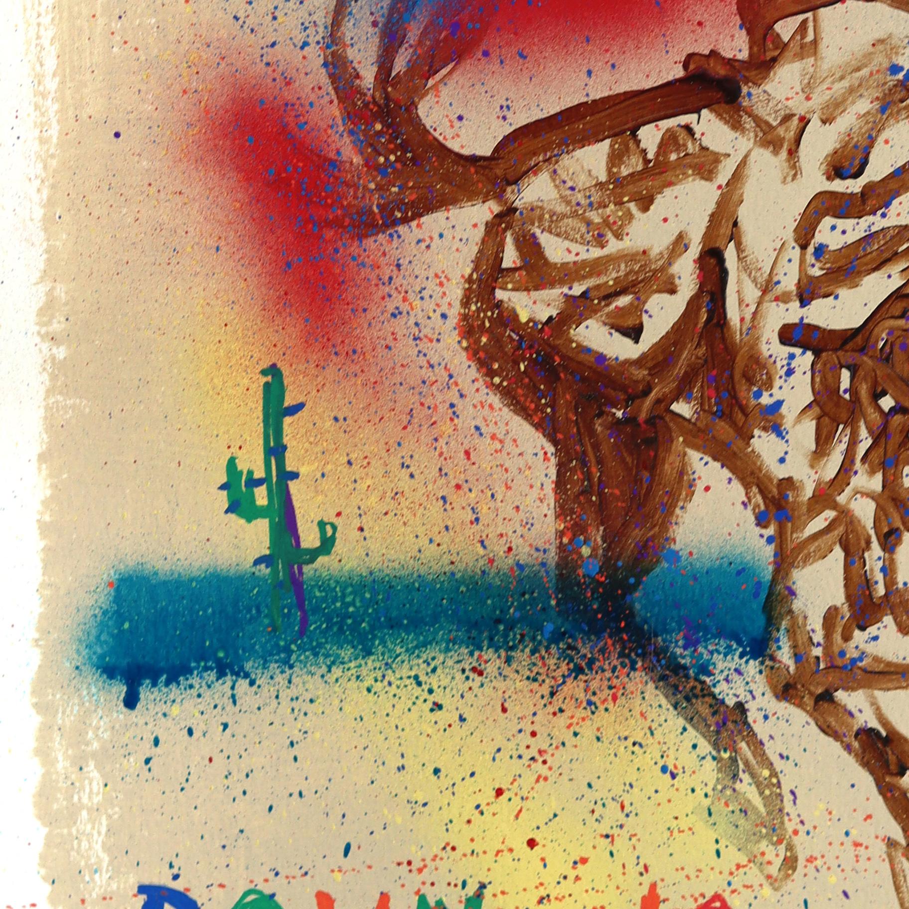 Down To Ride - Figurative Cowboy Western Inspired Mixed Media Artwork on Paper For Sale 1
