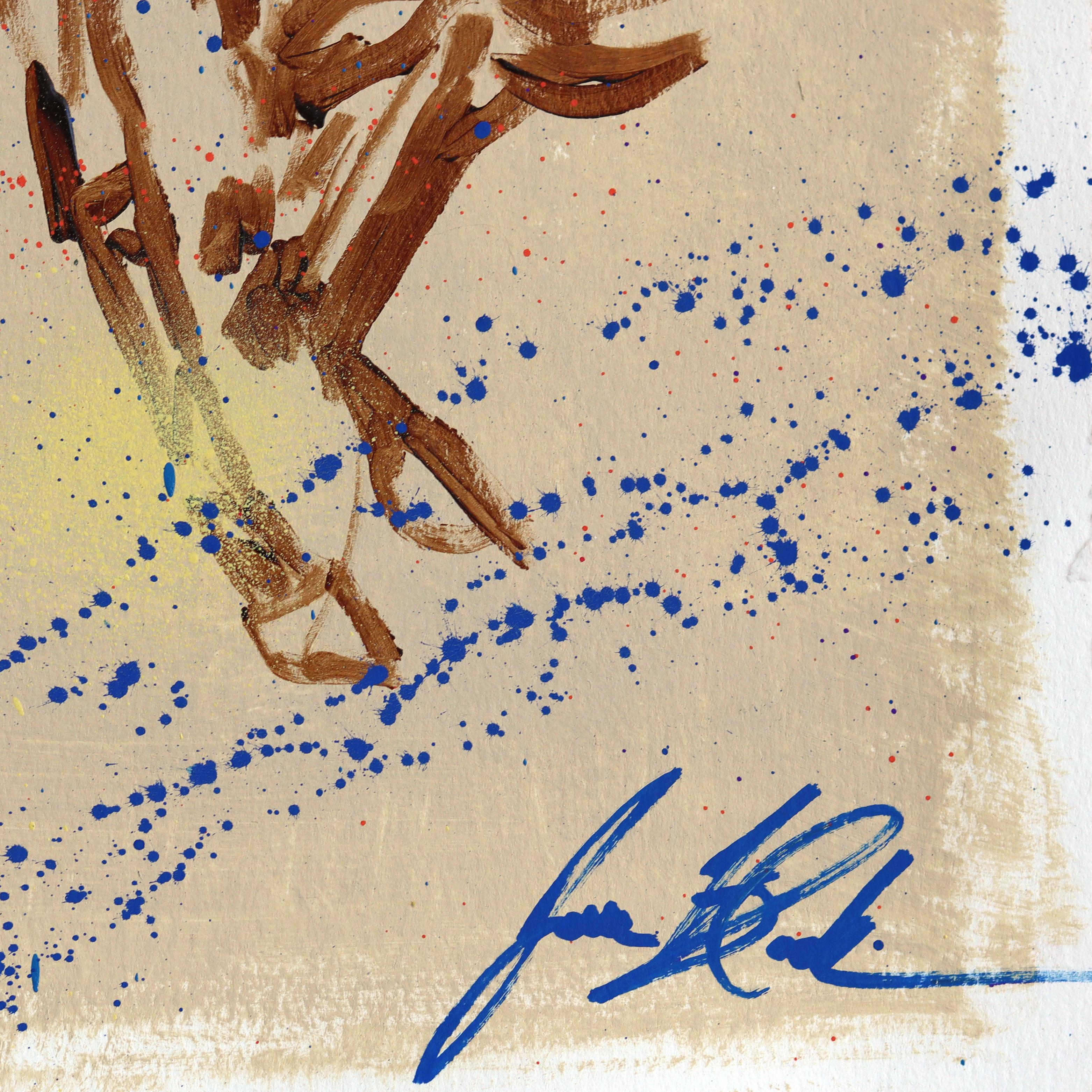 Down To Ride - Figurative Cowboy Western Inspired Mixed Media Artwork on Paper For Sale 3