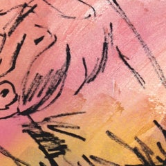 Dust Devil - Abstract South Western Inspired Bull Animal Painting on Paper