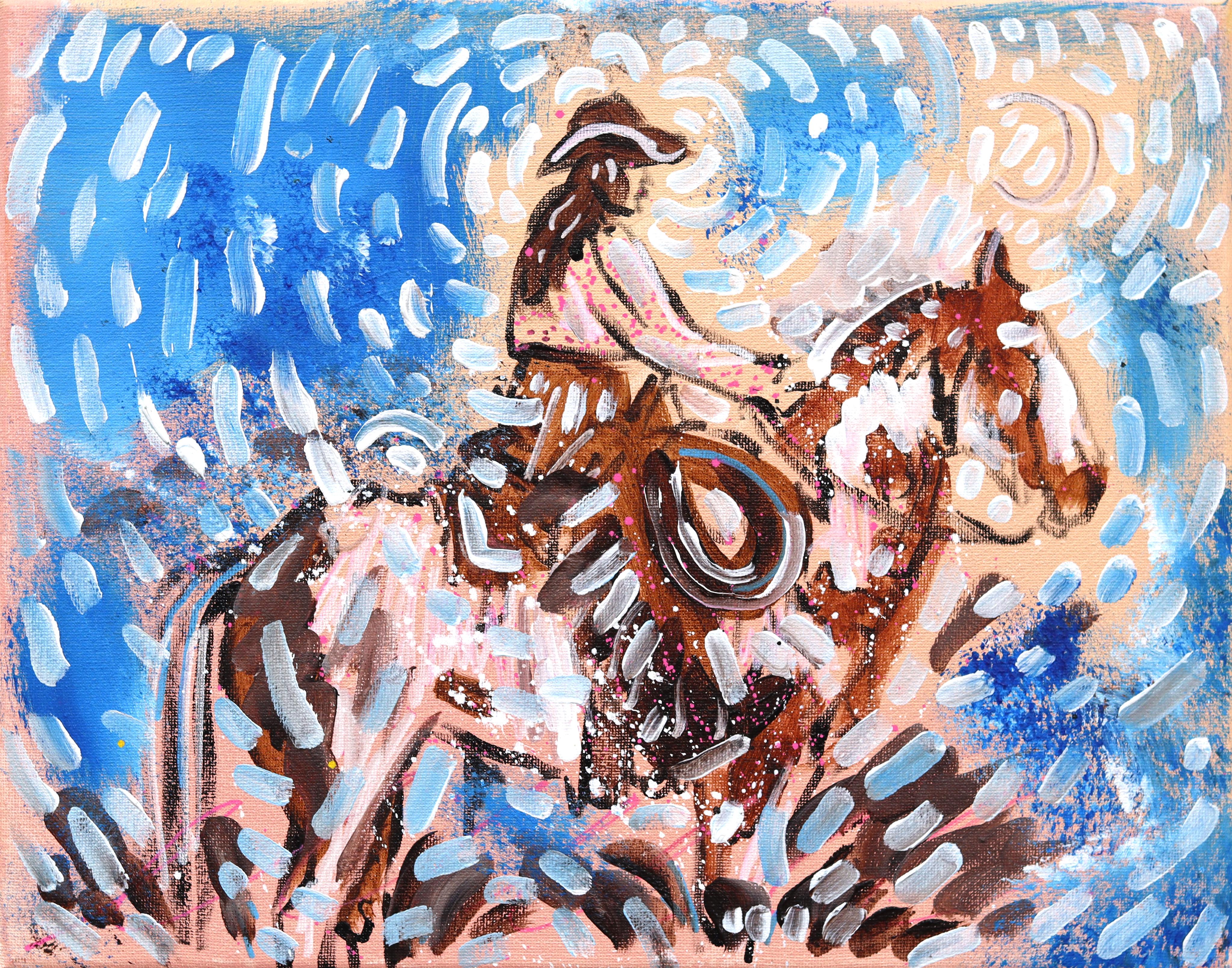 Echo Rider - Abstract Figurative Cowboy & Horse Acrylic Painting on Canvas