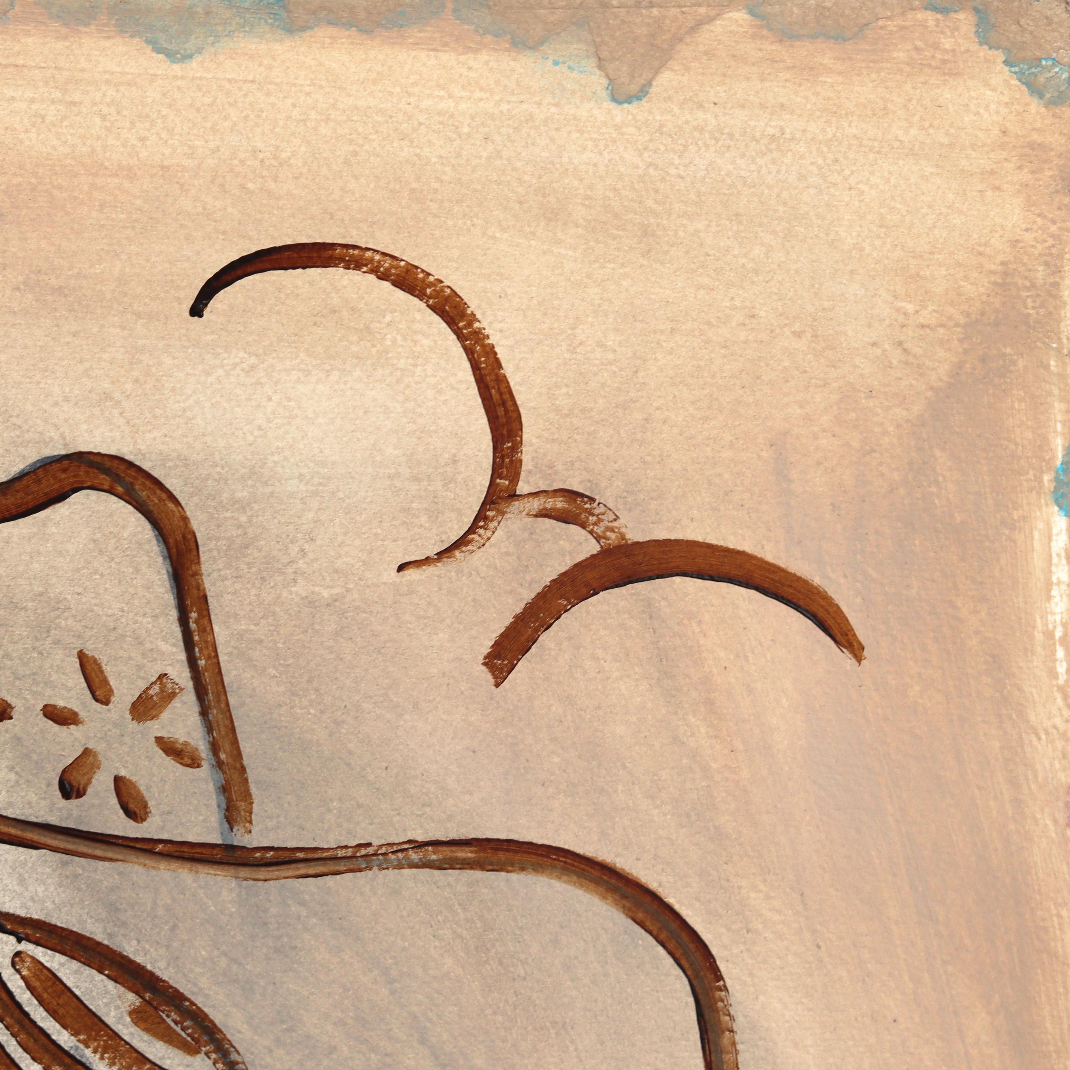 La Lumbre - Abstraktes figuratives Cowgirl-Porträt in Brauntönen, auf Papier gemalt (Zeitgenössisch), Painting, von Jesse Black