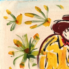 Last Draw - Abstract Vintage Inspired Figurative Cowboy Painting on Paper