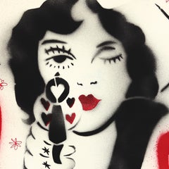 Last Shot - Vintage Inspired Figurative Pin Up Cowgirl Western Painting on Paper