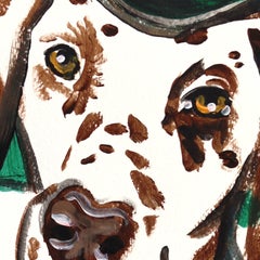Lou Dog - Abstract Quirky Figurative Dog Cowboy Inspired Painting on Paper