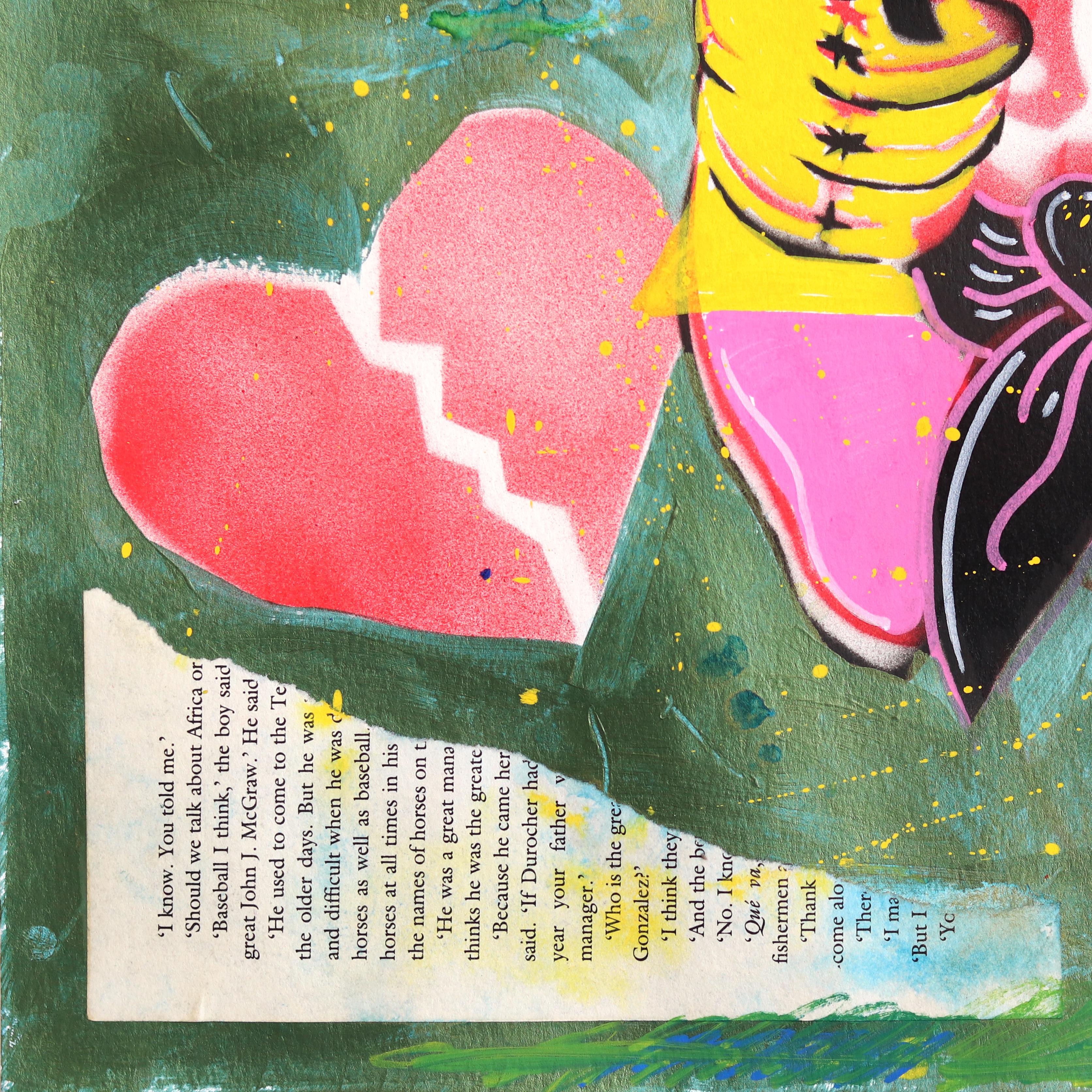 Love Hurt - Colorful Figurative Pin Up Cowgirl Western Mixed Media Art on Paper For Sale 3