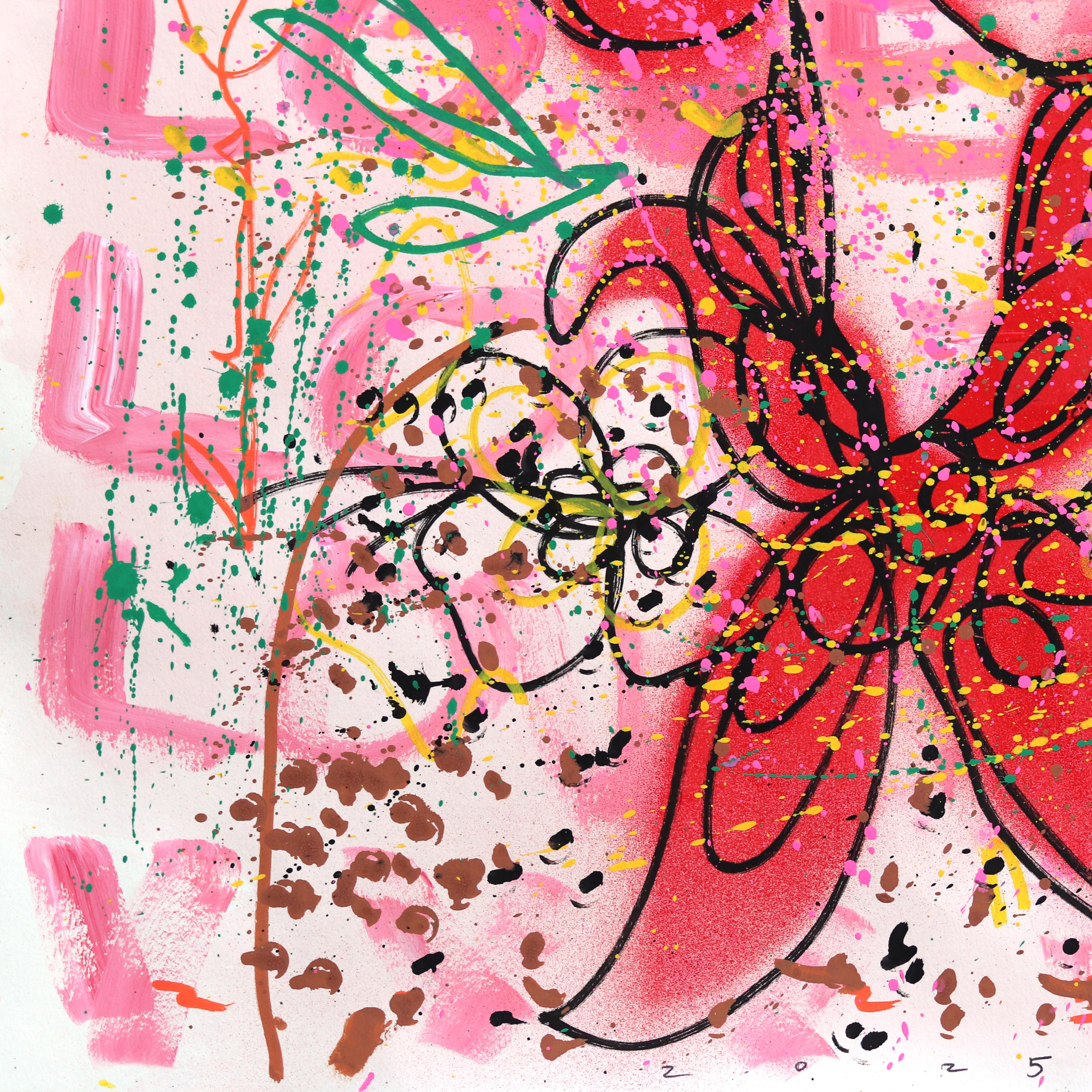 L'imagerie de Jess fusionne souvent des éléments ludiques et grinçants, mêlant des motifs floraux, des dessins d'inspiration vintage et des contours audacieux avec une touche de fantaisie. Ses œuvres d'art ont le sens de la narration et capturent