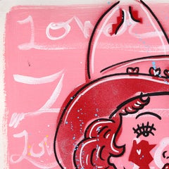 Lover (3/14) - Figurative Pink Pin Up Cowgirl Western Mixed Media Kunst auf Papier