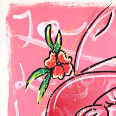 Lover 5 - Original Rosa Figurative Cowgirl Pop Art Gemälde auf Papier