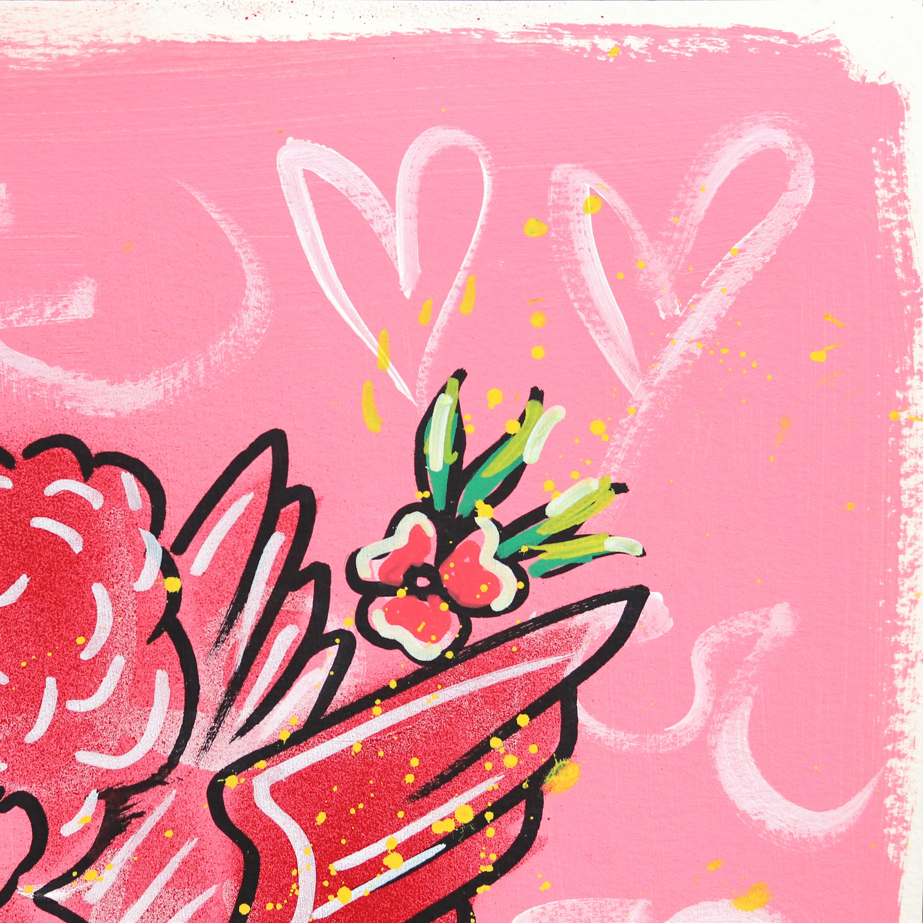 Lover (5/14) - Figurative cowgirl rose d'inspiration vintage sur papier en vente 1
