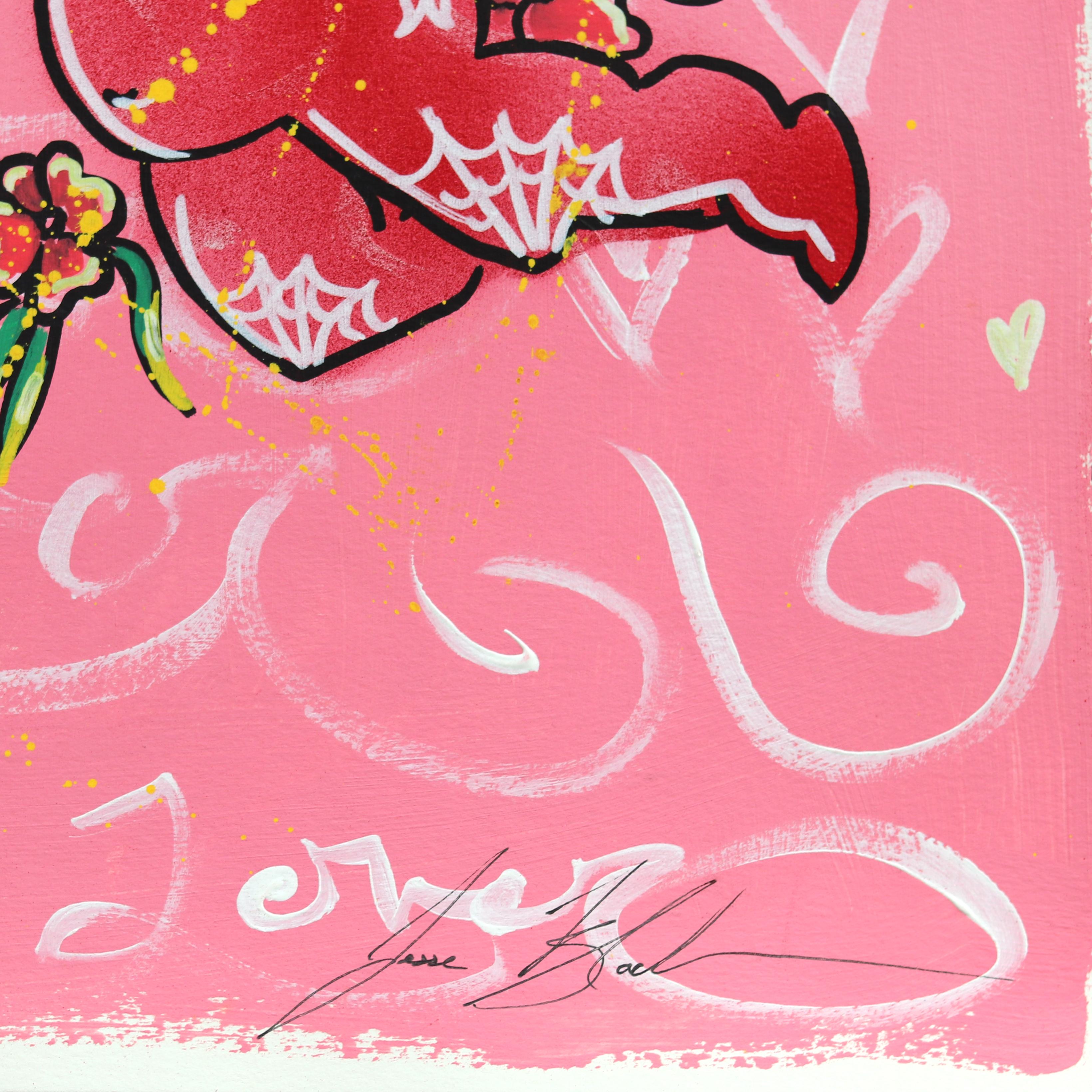 Lover (5/14) - Figurative cowgirl rose d'inspiration vintage sur papier en vente 2