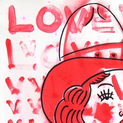 Lover 9 - Red Figurative Cowgirl Original Retro Inspired Pop Artwork on Paper