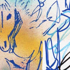 Open Range - Original Abstract Figurative Cowboy and Horse Painting on Paper