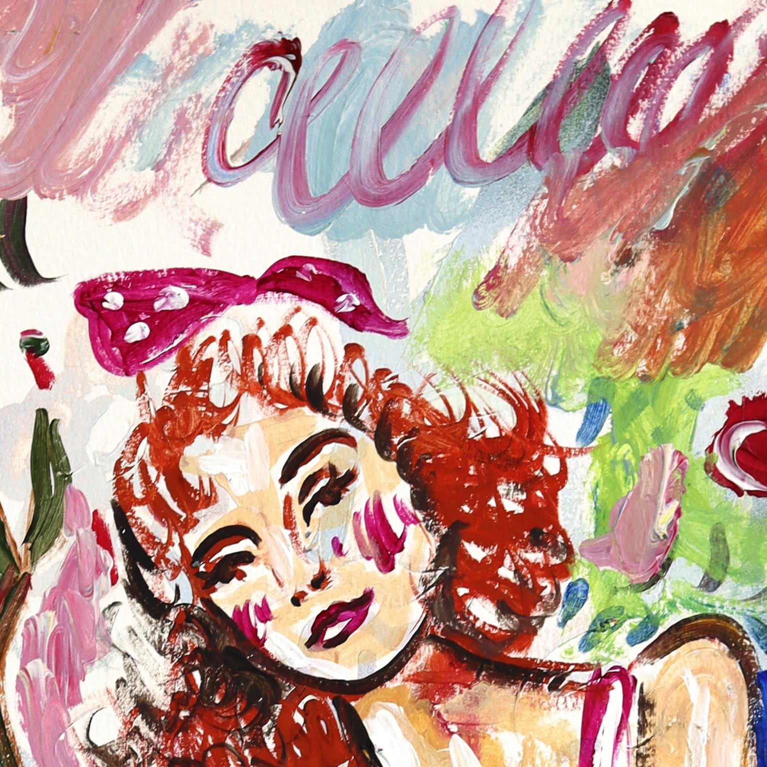 Pretty Little Baby - Figurative Pin Up Western inspirierte Portraitkunst auf Papier – Painting von Jesse Black