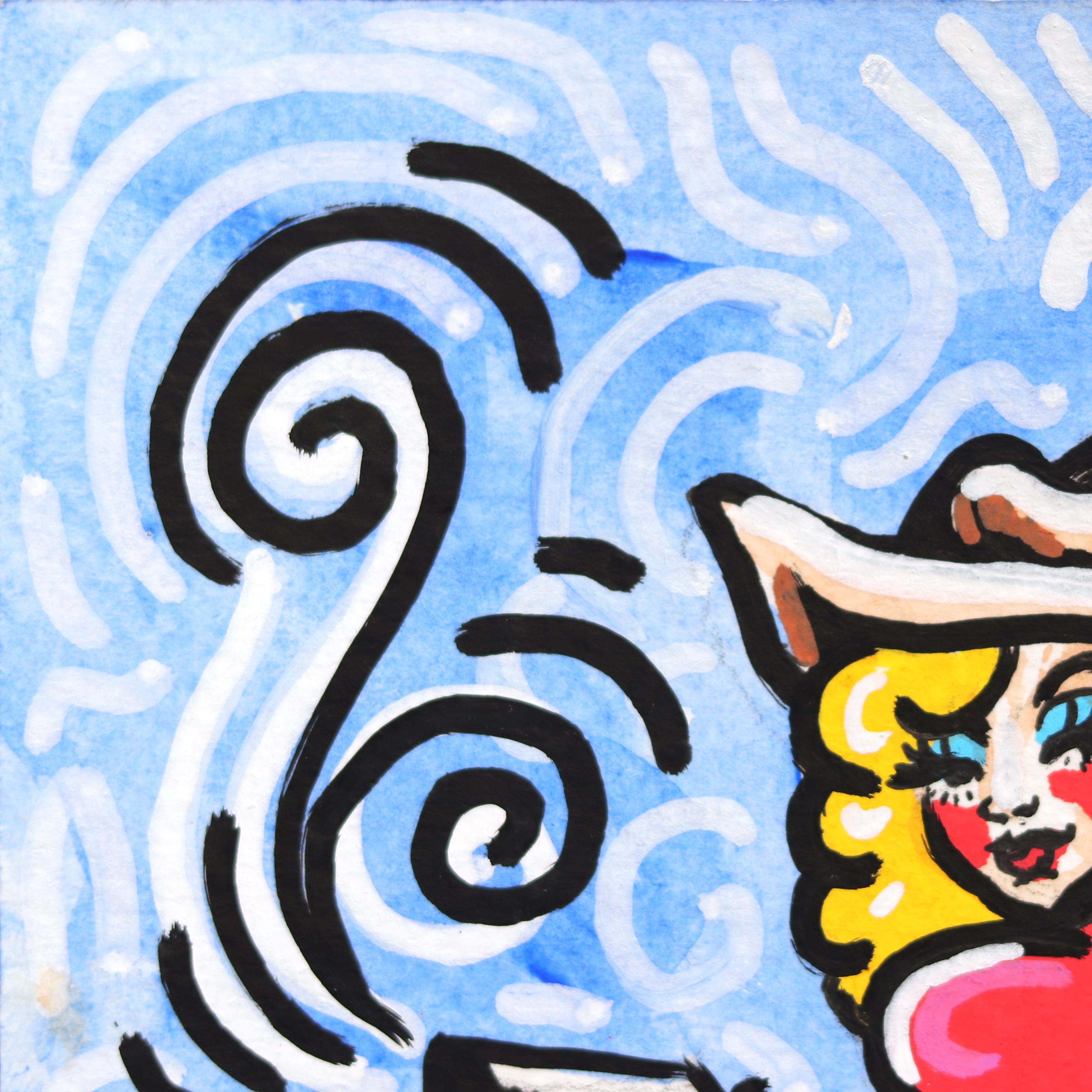 Quick Draw Queen - Vibrante Obra de Arte Figurativa Vaquera sobre Papel - Painting de Jesse Black