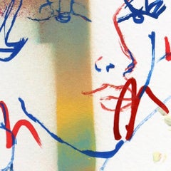 Radio Static - Illustration originale abstraite et rétro représentant une cowgirl, sur papier