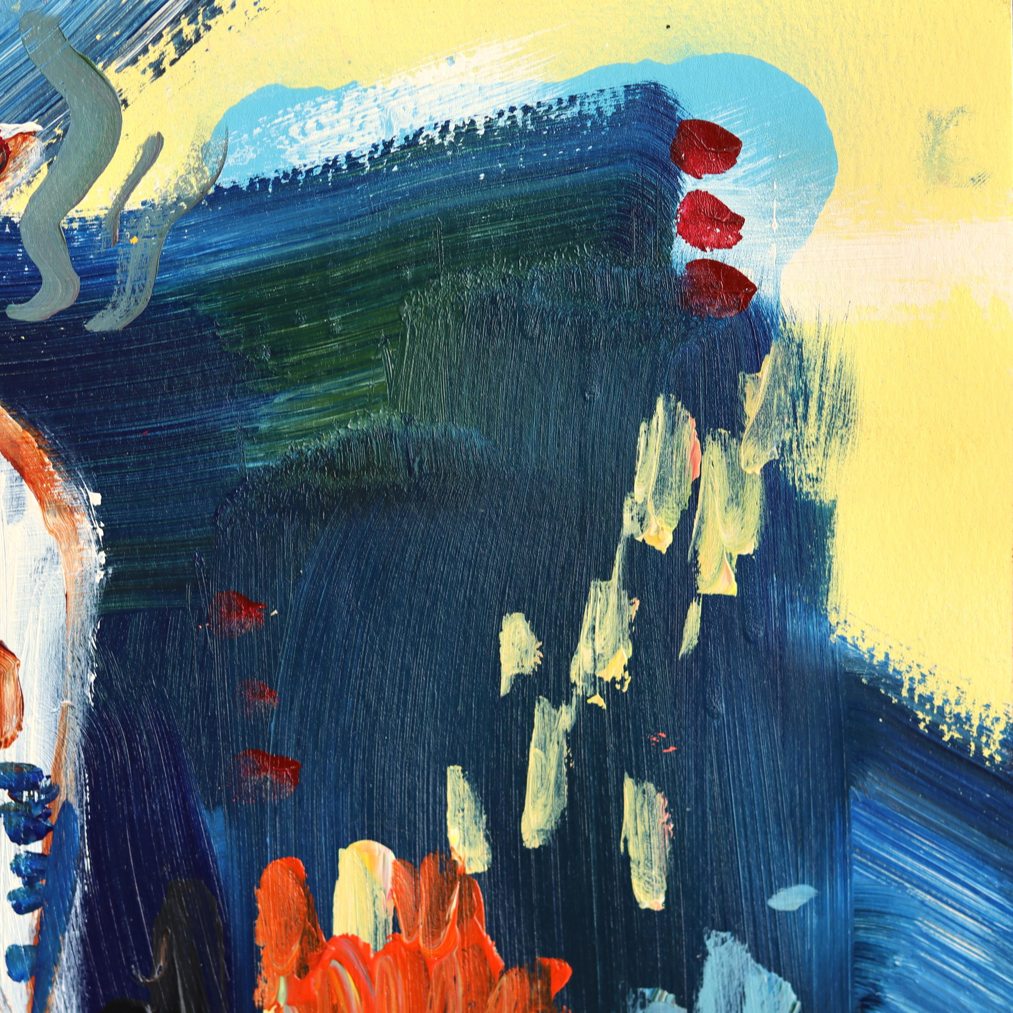 Reiter Unbekannt - Abstrakte Figurative Bunte Western Cowboy Malerei auf Papier (Zeitgenössisch), Painting, von Jesse Black