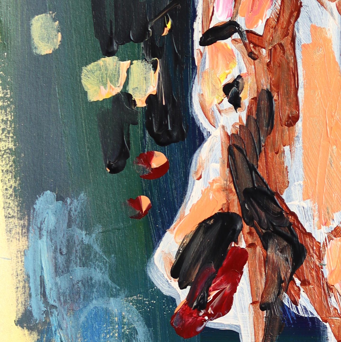 Reiter Unbekannt - Abstrakte Figurative Bunte Western Cowboy Malerei auf Papier im Angebot 2