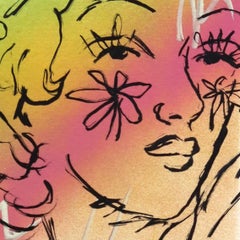 Sweet Dreams - Original Abstract Colorful Figurative Cowgirl Art on Paper