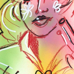 Trigger Warning - Original Abstract Colorful Figurative Cowgirl Art on Paper