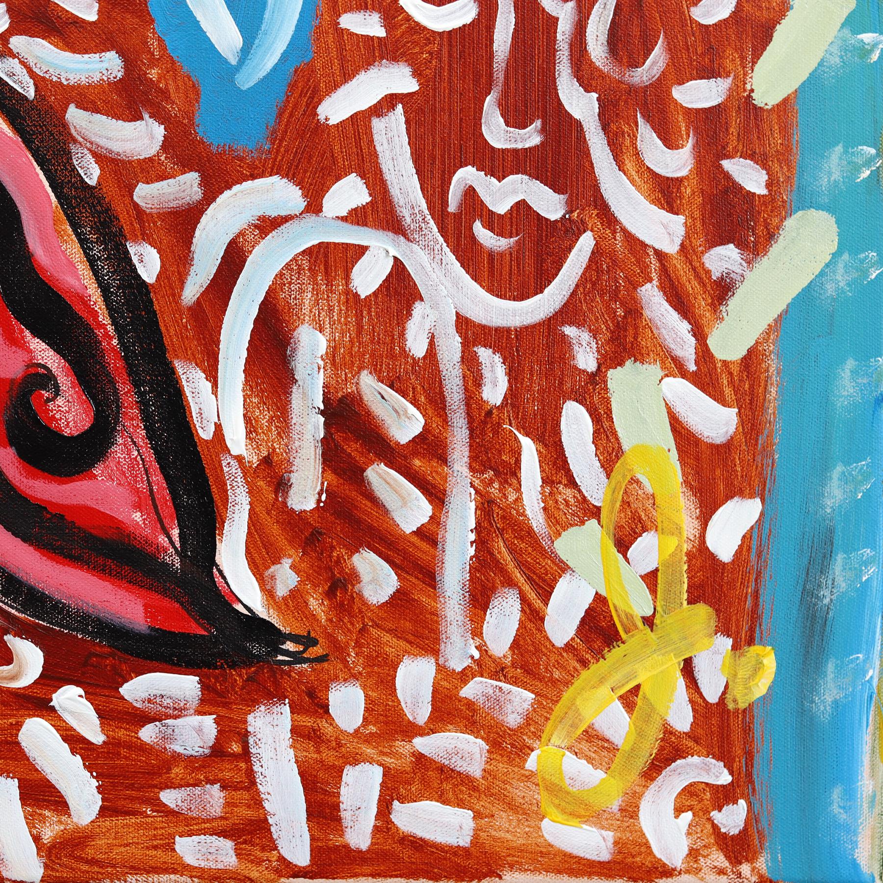 Wild Flower Cowgirl - Abstract Colorful Figurative Pinup Painting on Canvas For Sale 5