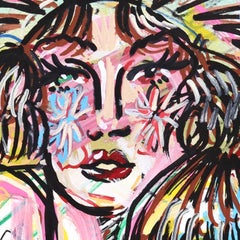 Wild Heart - Original Abstract Colorful Figurative Cowgirl Painting on Paper