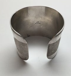 Jesse Claw Navajo Sterling Silver Textured Aztec Design Cuff Bracelet