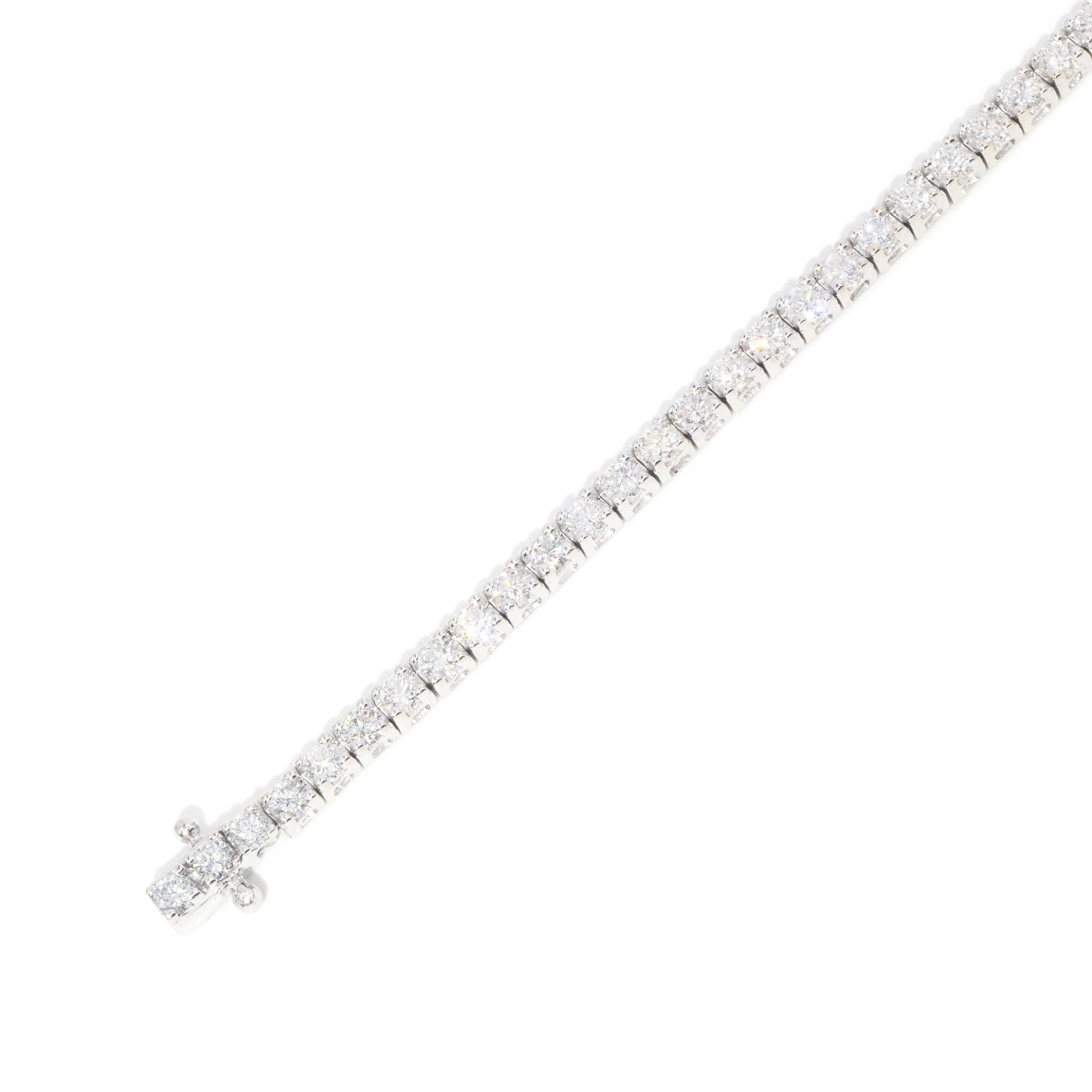 Jesse Contemporary 4.16 Carat Diamond Tennis Bracelet 18ct White Gold im Angebot 6