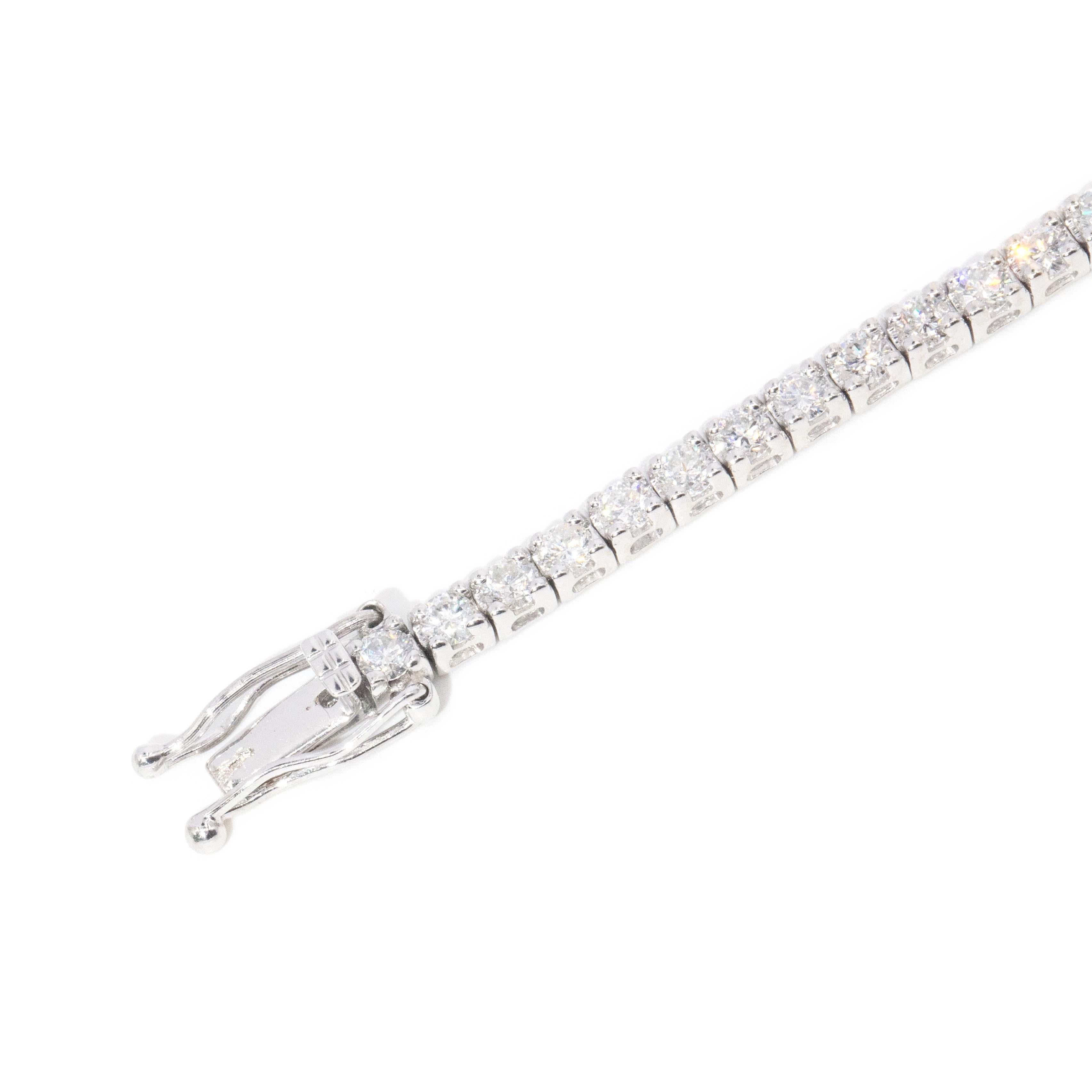 Jesse Contemporary 4.16 Carat Diamond Tennis Bracelet 18ct White Gold im Angebot 9