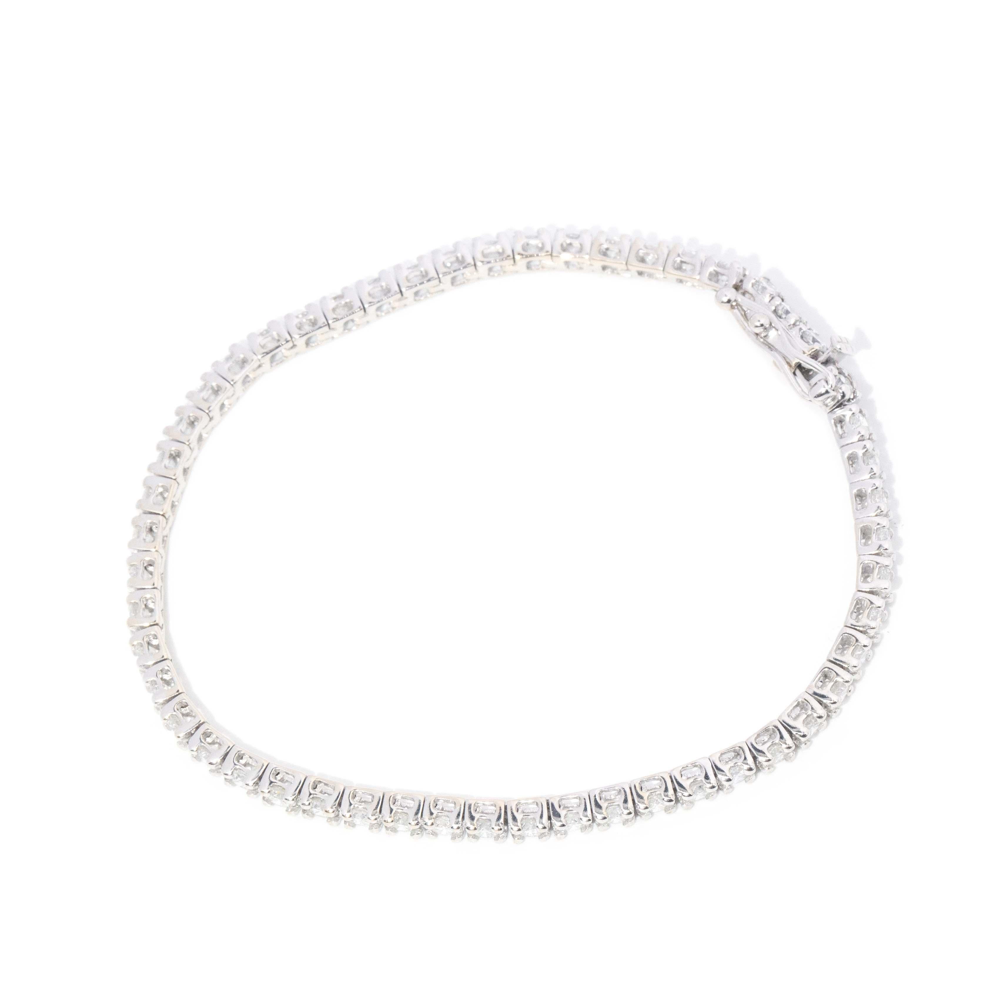 Jesse Contemporary 4.16 Carat Diamond Tennis Bracelet 18ct White Gold im Angebot 11