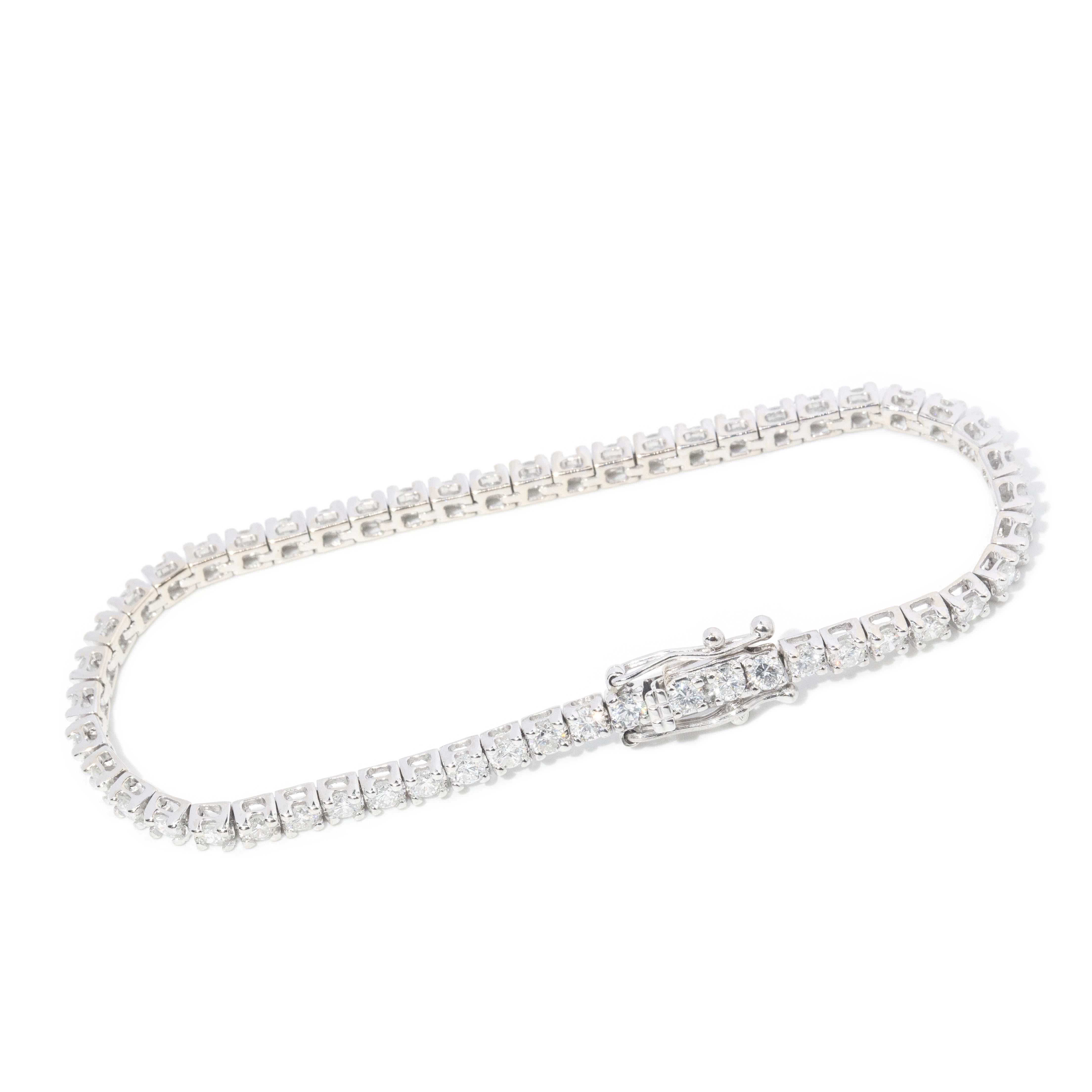 Jesse Contemporary 4.16 Carat Diamond Tennis Bracelet 18ct White Gold im Zustand „Gut“ im Angebot in Hamilton, AU