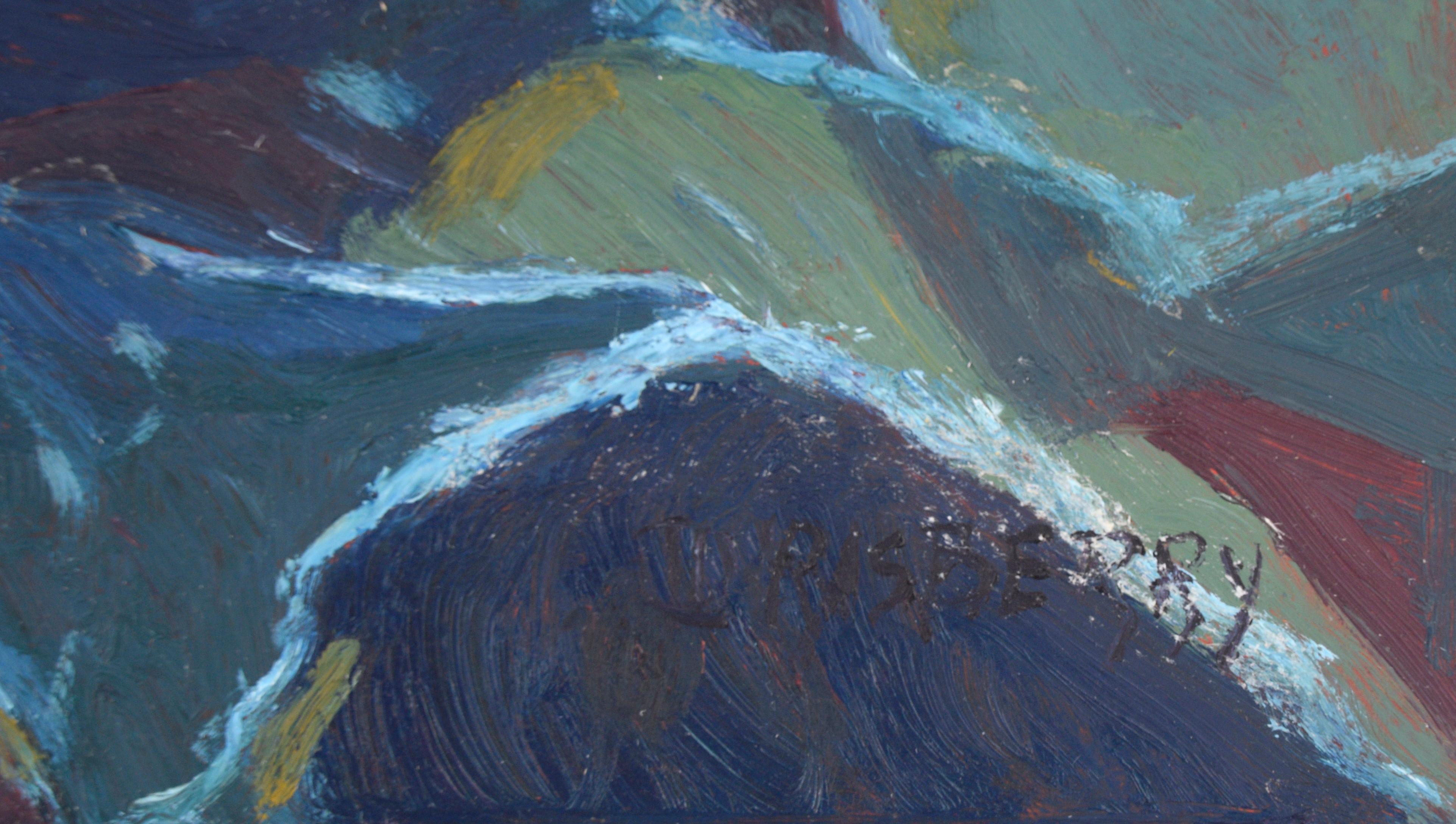 Coastal Cliffs Seascape Jessie Rasberry  - Brown Landscape Painting by Jesse Don Rasberry 