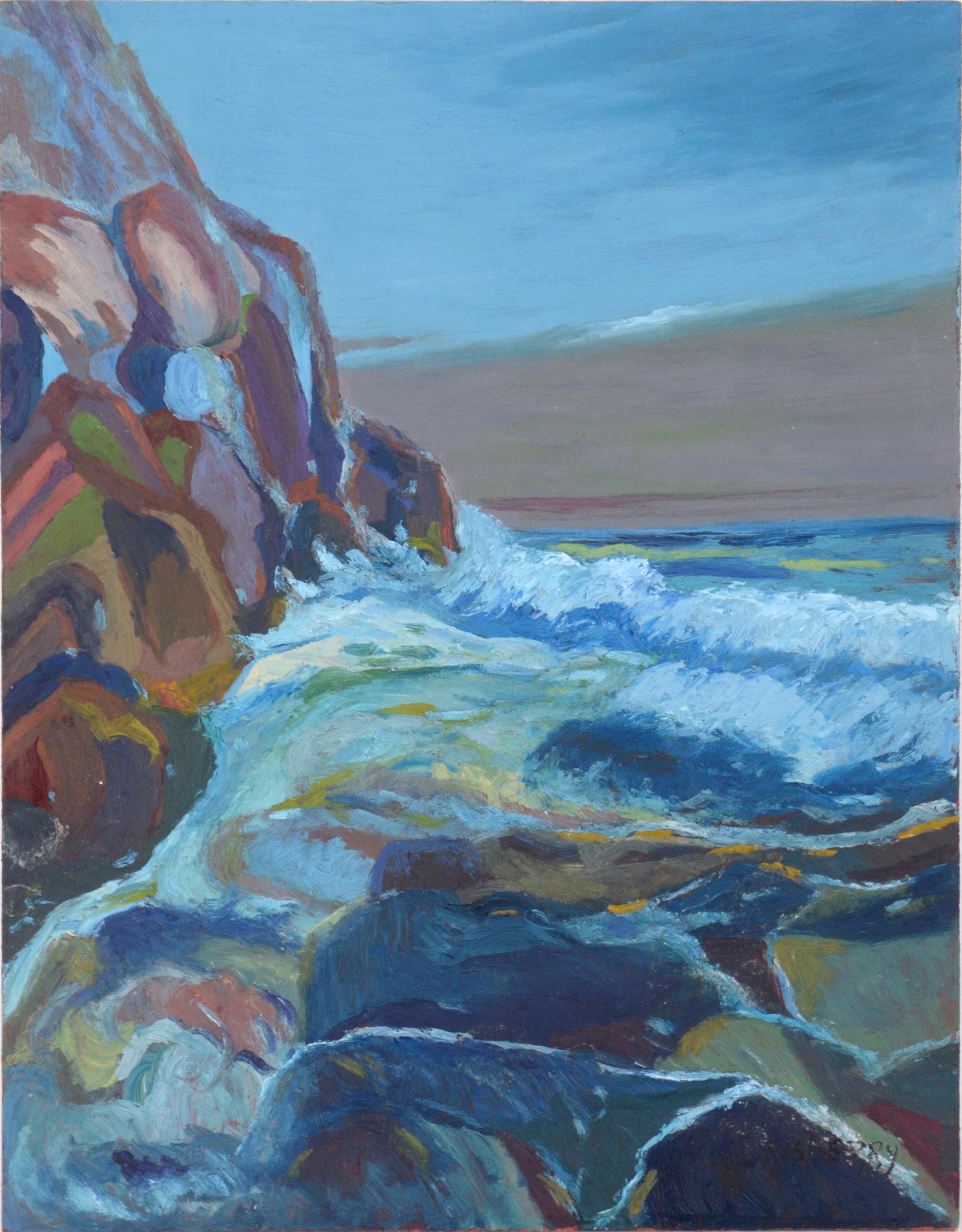 Jesse Don Rasberry  Landscape Painting - Coastal Cliffs Seascape Jessie Rasberry 