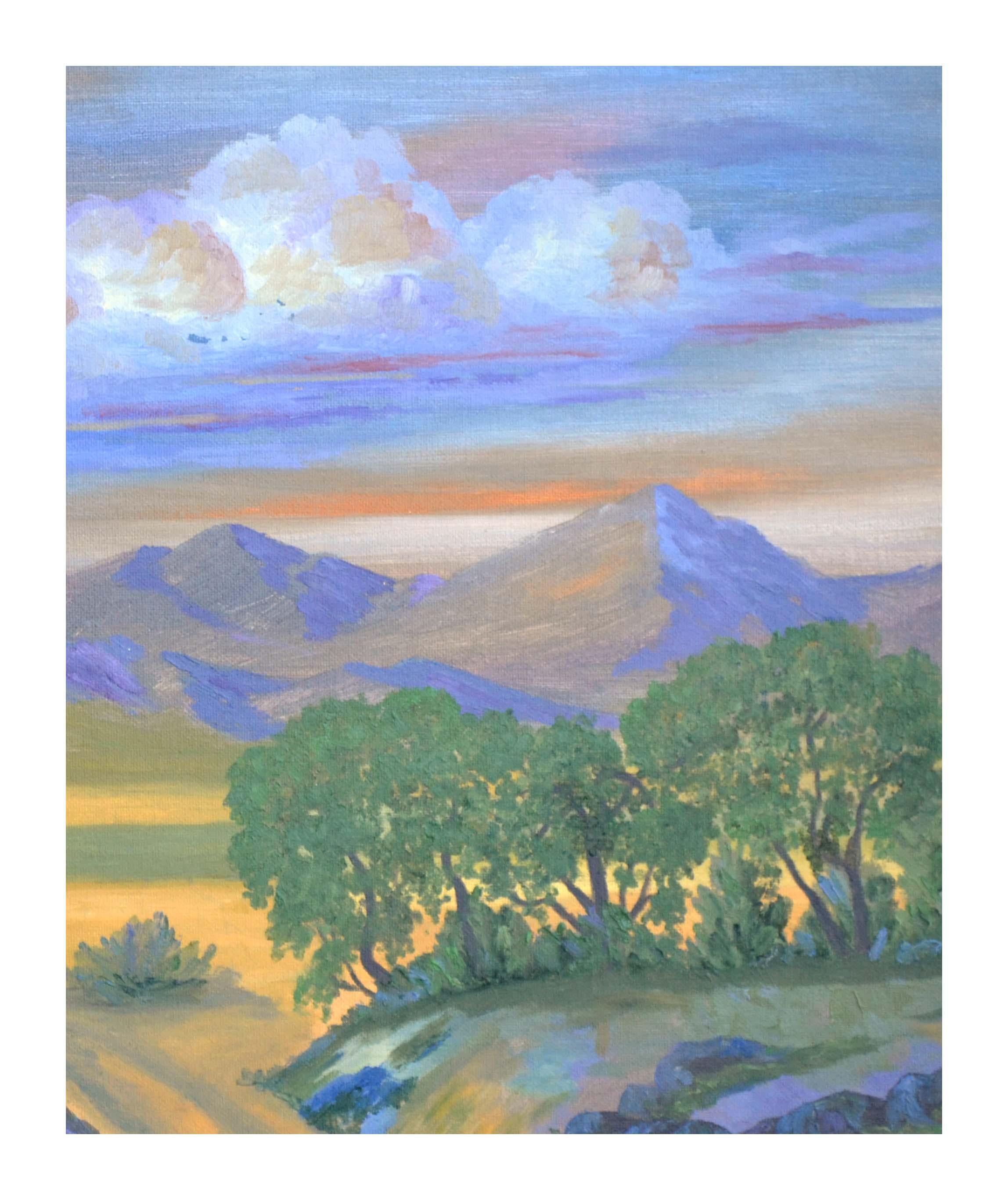 Paysage fauviste du mont Tamalpais, Meadow Landscape - Painting de Jesse Don Rasberry 