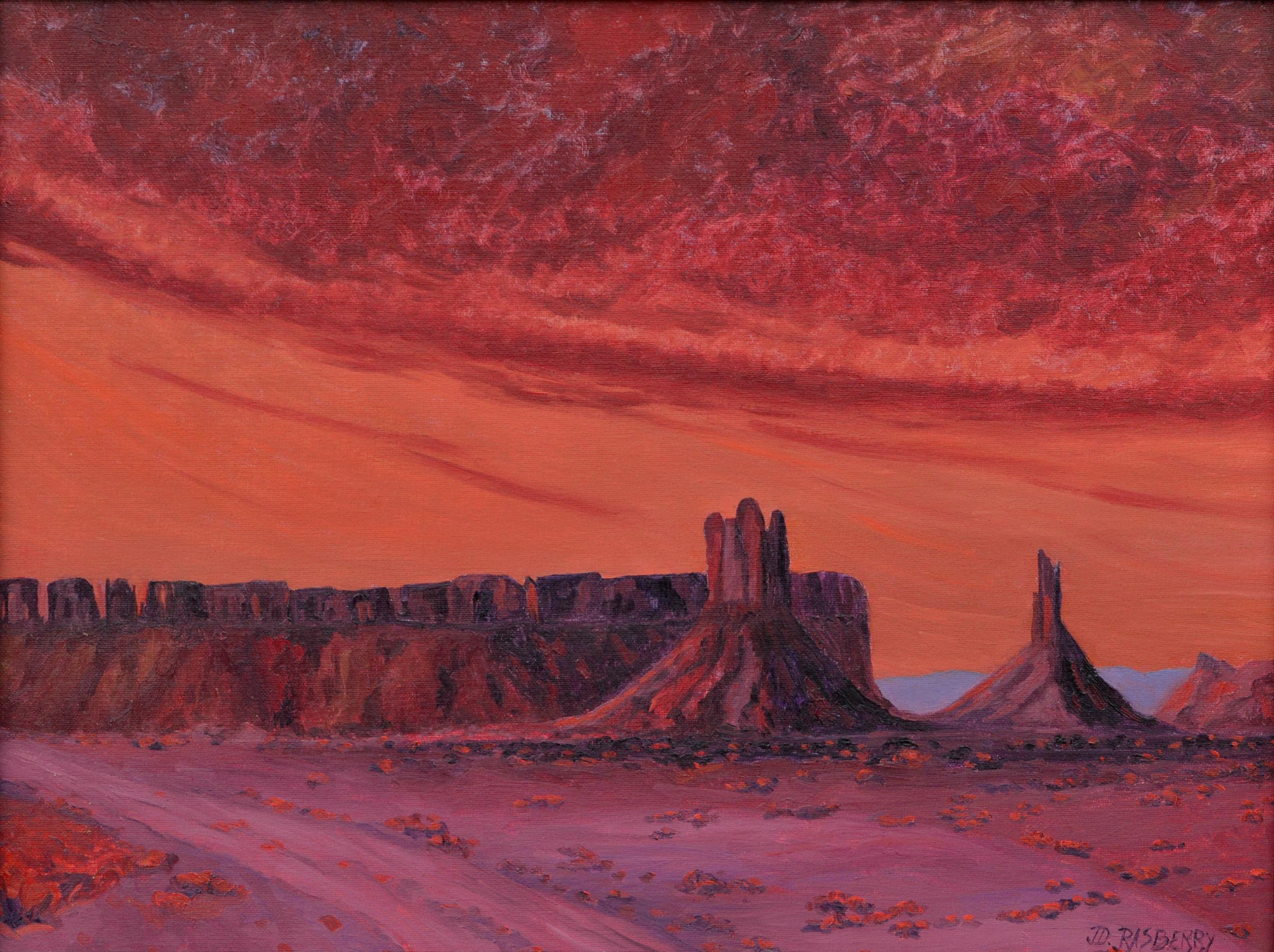 Purple and Red Mesa Landscape - Painting by Jesse Don Rasberry 