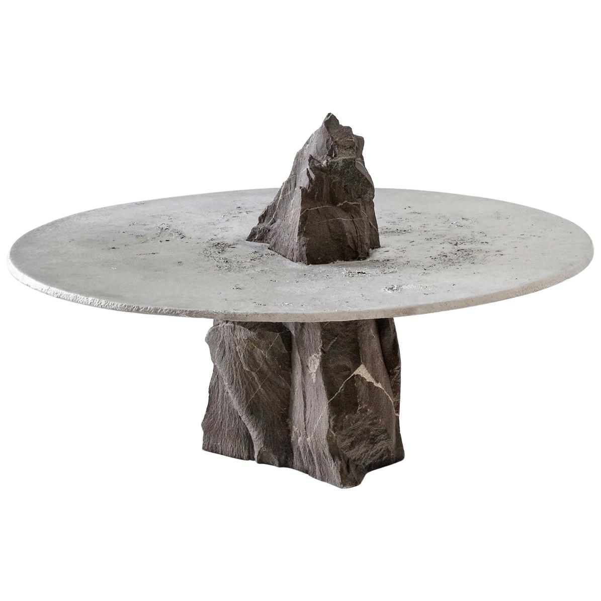 Jesse Ede, "Lunar", Aluminium and Slate Stone Coffee Table
