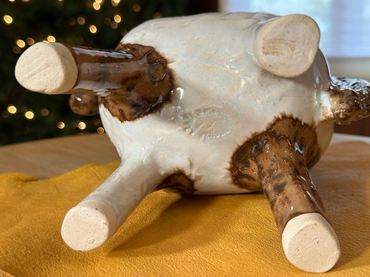 Paint Horse Ceramic Vase (Yellowstone Wild Life) White Stoneware, glossy glaze - Brown Still-Life Sculpture by Jesse Fales