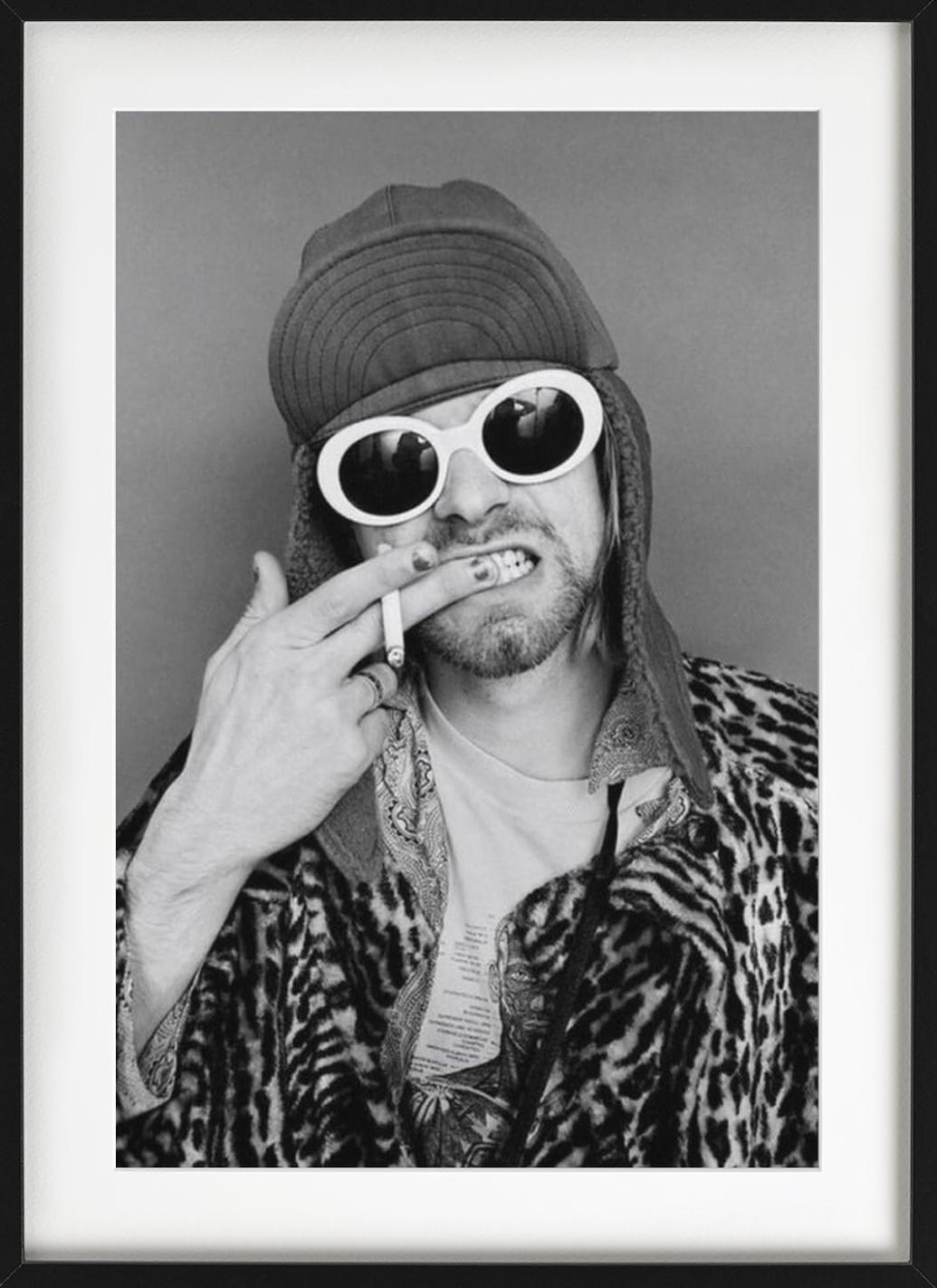 Kurt Cobain - black and white Portrait with Cigarette, Fine Art Photography 1993 - Gray Portrait Photograph by Jesse Frohman