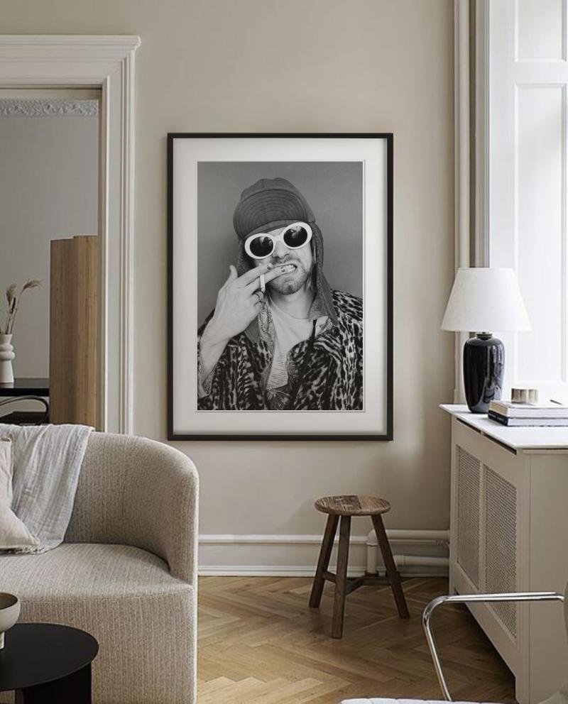 Kurt Cobain - black and white Portrait with Cigarette, Fine Art Photography 1993 For Sale 4
