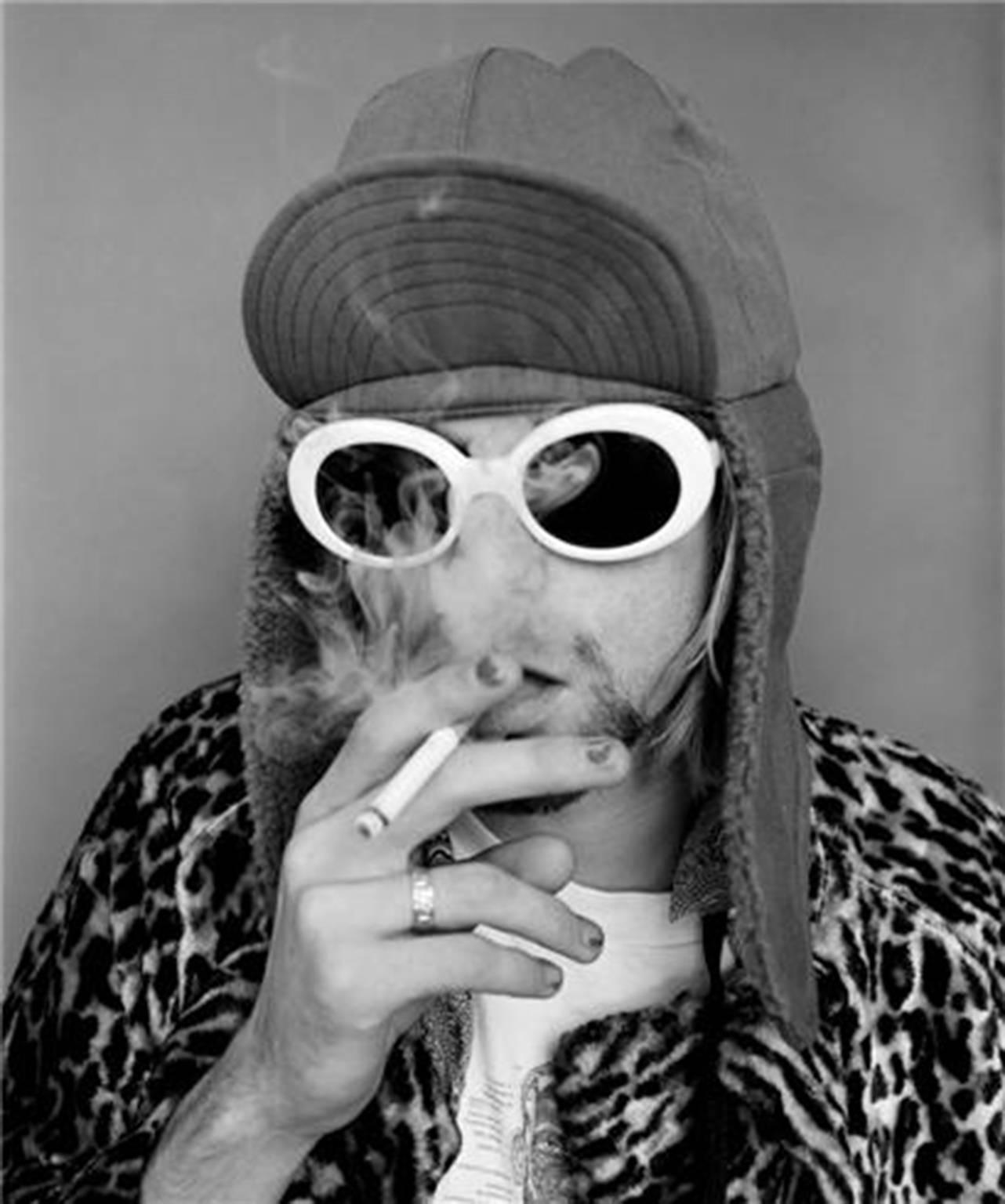 Jesse Frohman Black and White Photograph - Kurt Cobain; Smoking B