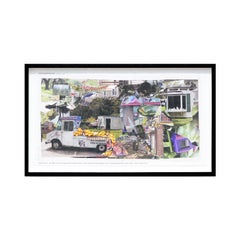 Contemporary Houston Street Scene Digital Mixed Media Collage Print