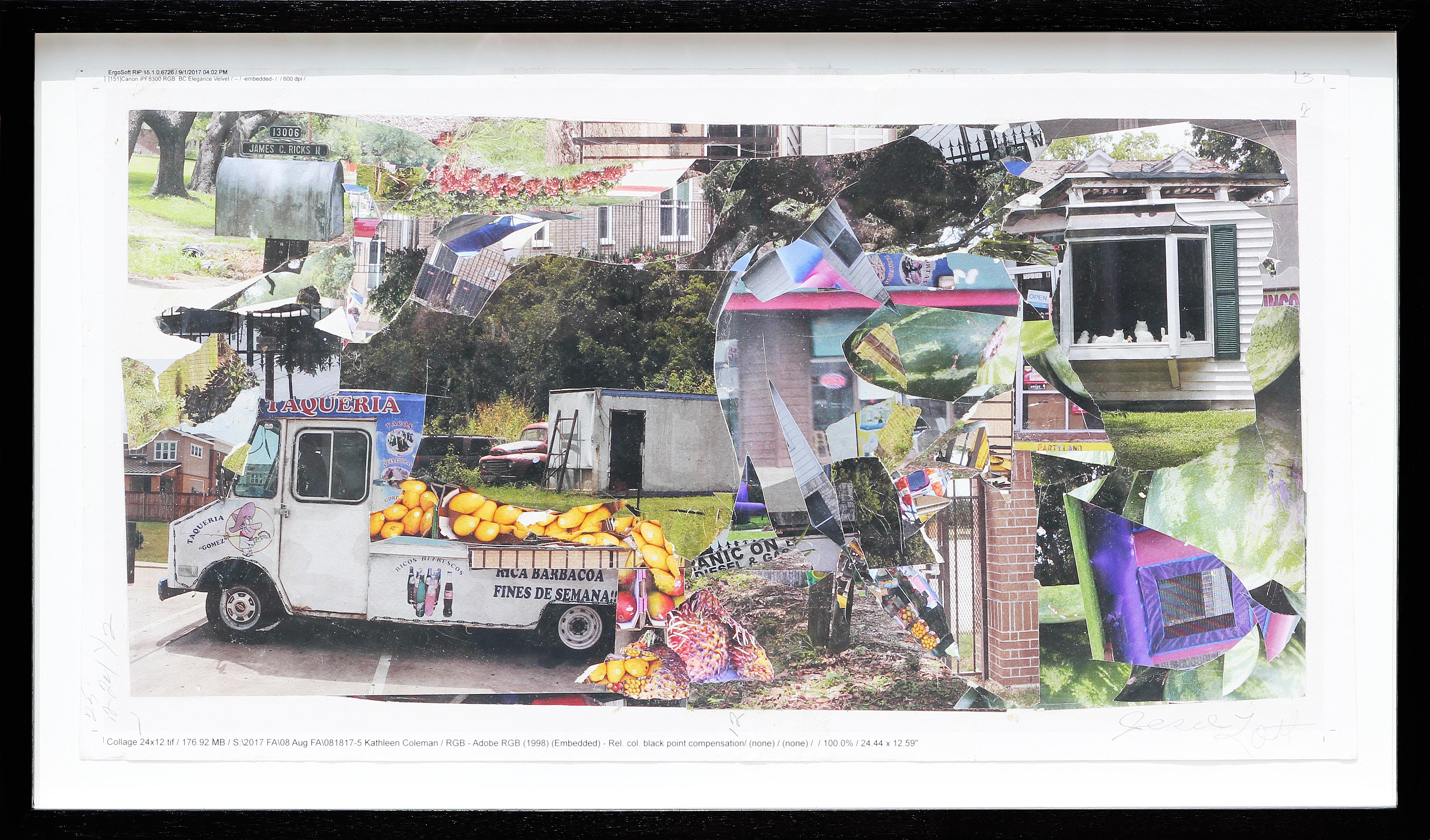 Contemporary Houston Street Scene Digital Mixed Media Collage Print - Mixed Media Art by Jesse Lott