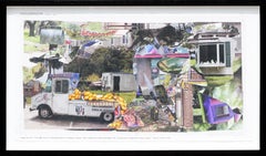 Contemporary Houston Street Scene Digital Mixed Media Collage Print