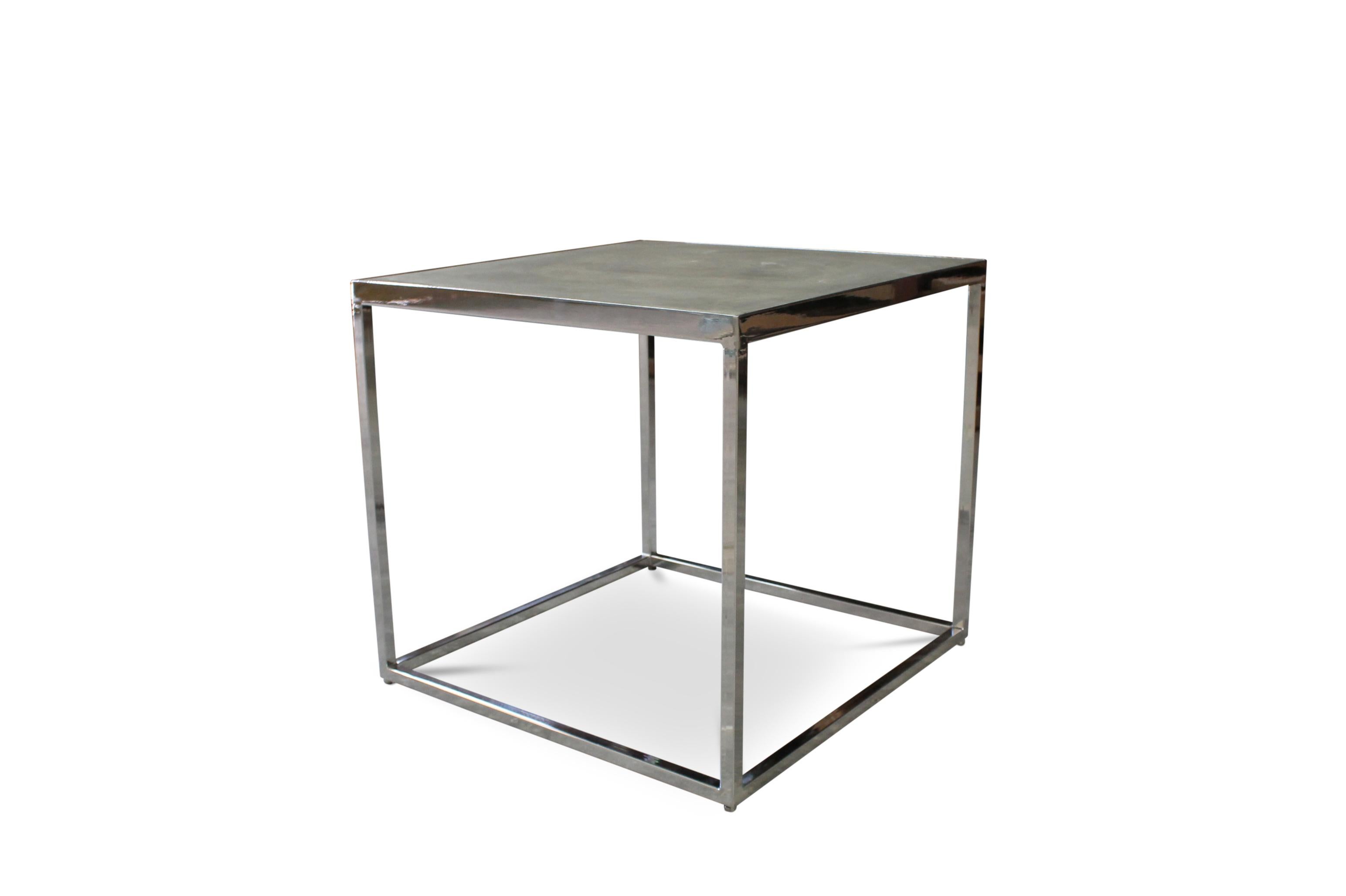 Argentine Modern Polished Steel and Concrete Side Table by Costantini, Jesse For Sale