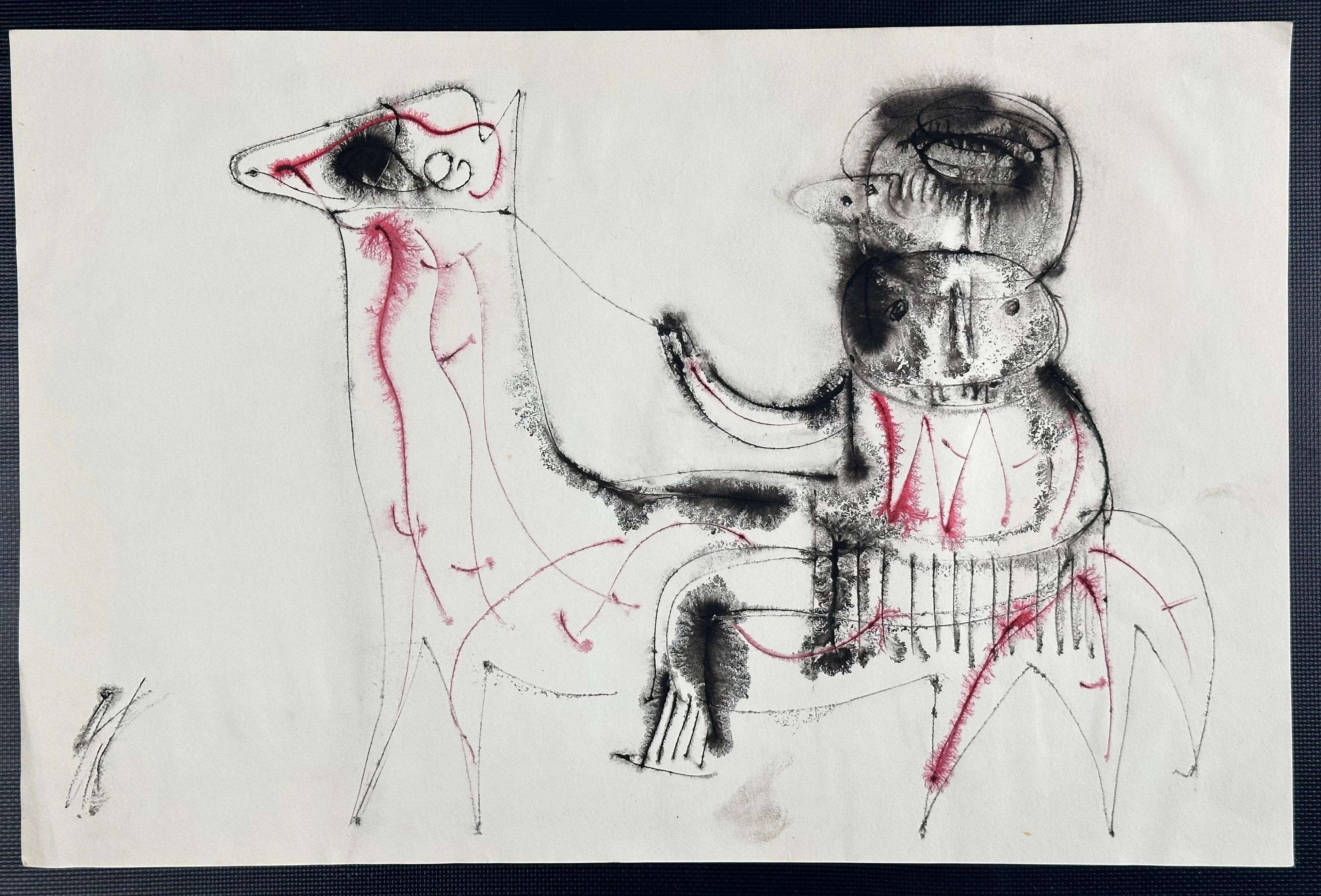 Jesse Soifer Abstract Painting - Art Brut figurative abstract Philadelphia Artist