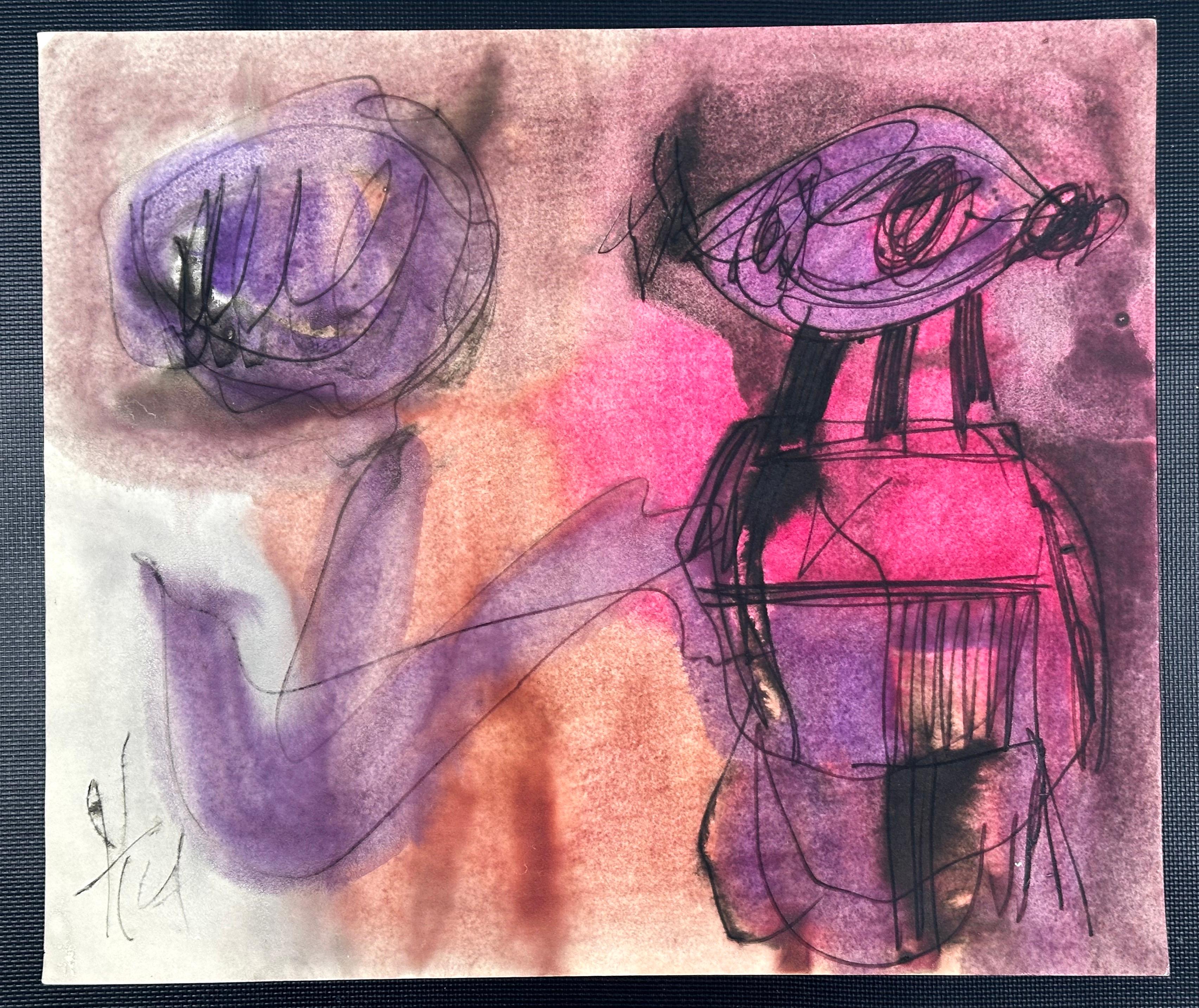 Jesse Soifer Abstract Painting - Art Brut figurative abstract Philadelphia Artist