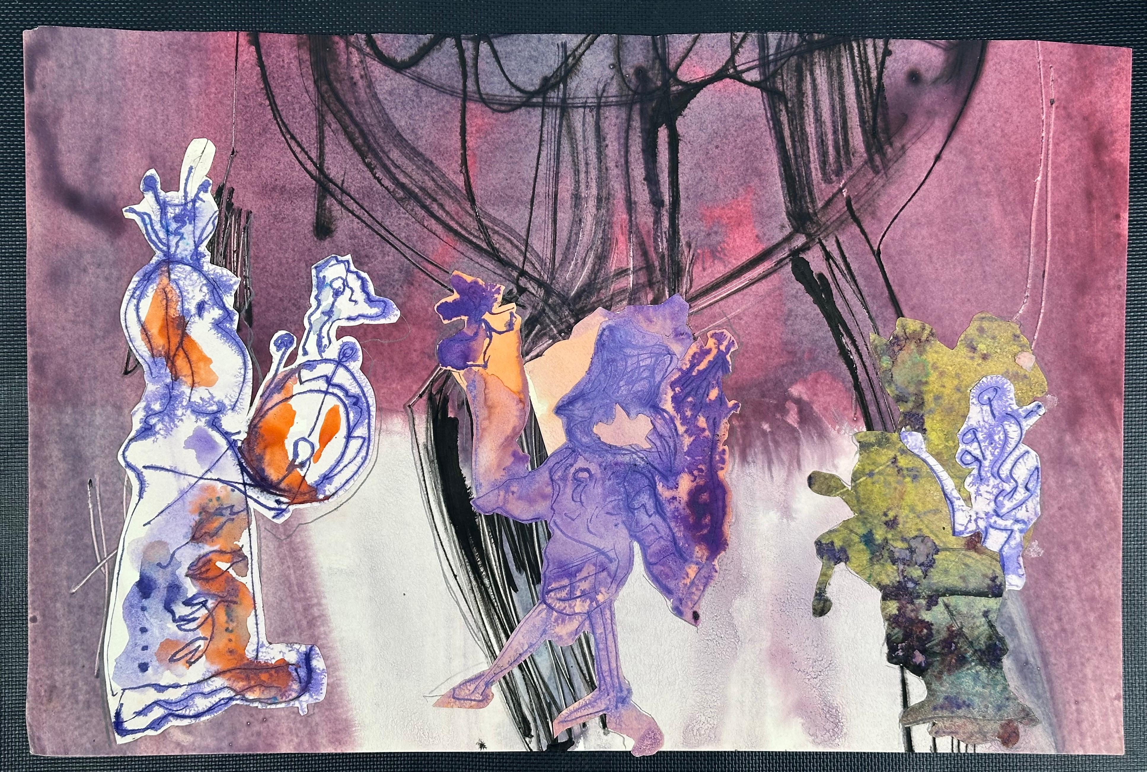 Jesse Soifer Abstract Painting - Neo-Expressionist Abstract Surrealist Figures, #144 Philadelphia Artist