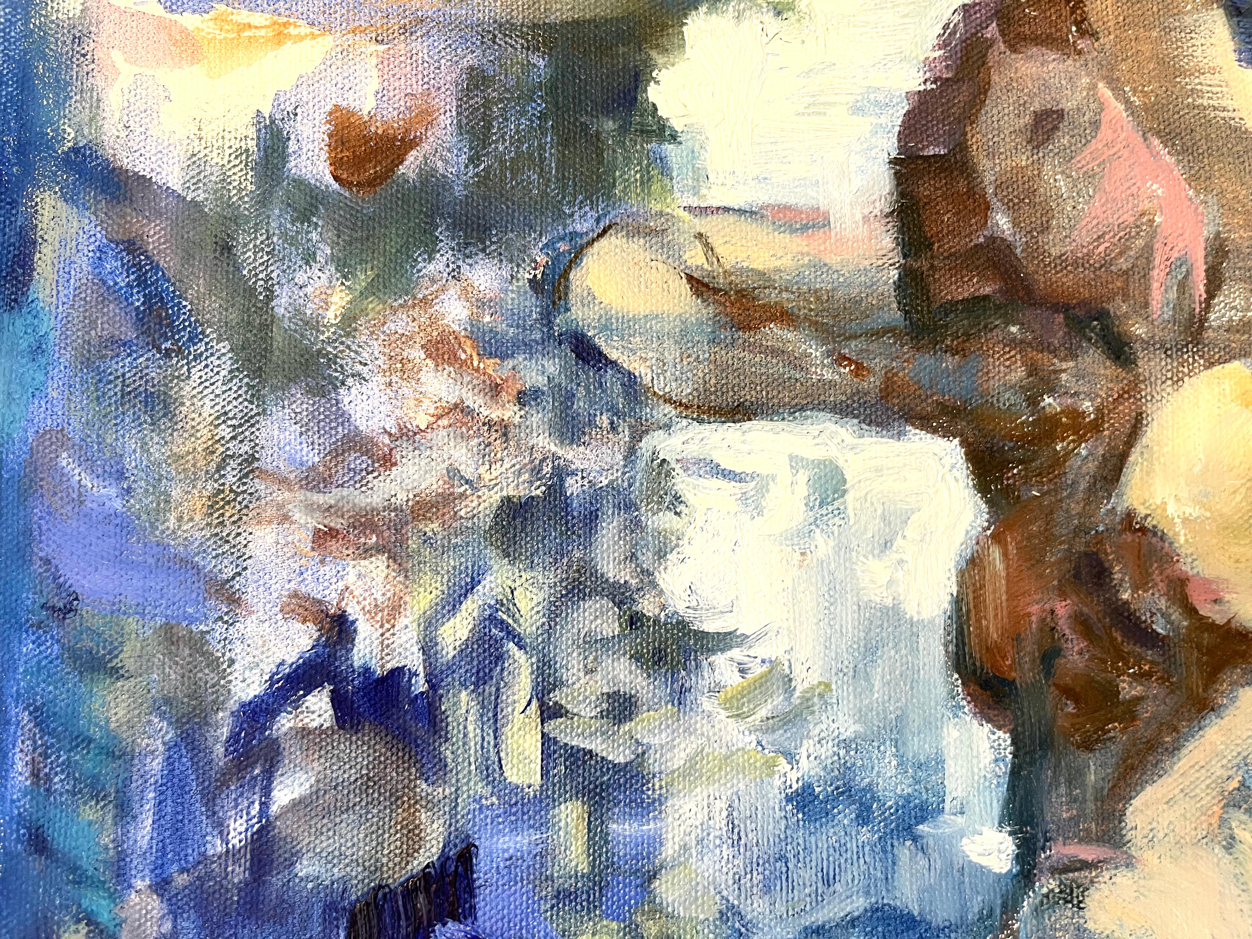The Bather
Description: Oil on canvas, blue, figurative, nude, abstract, gestural, modern

In this vibrant oil painting Jessica Benjamin captures a private moment depicted throughout art history. Through expressive brushwork, and use of color, this
