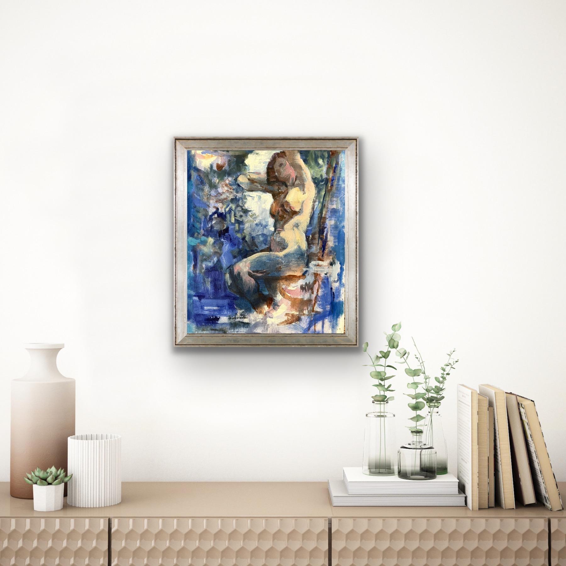 El bañista
Descripción: Óleo sobre lienzo, azul, figurativo, desnudo, abstracto, gestual, moderno

En este vibrante óleo, Jessica Benjamin capta un momento privado representado a lo largo de la historia del arte. Mediante una pincelada expresiva y