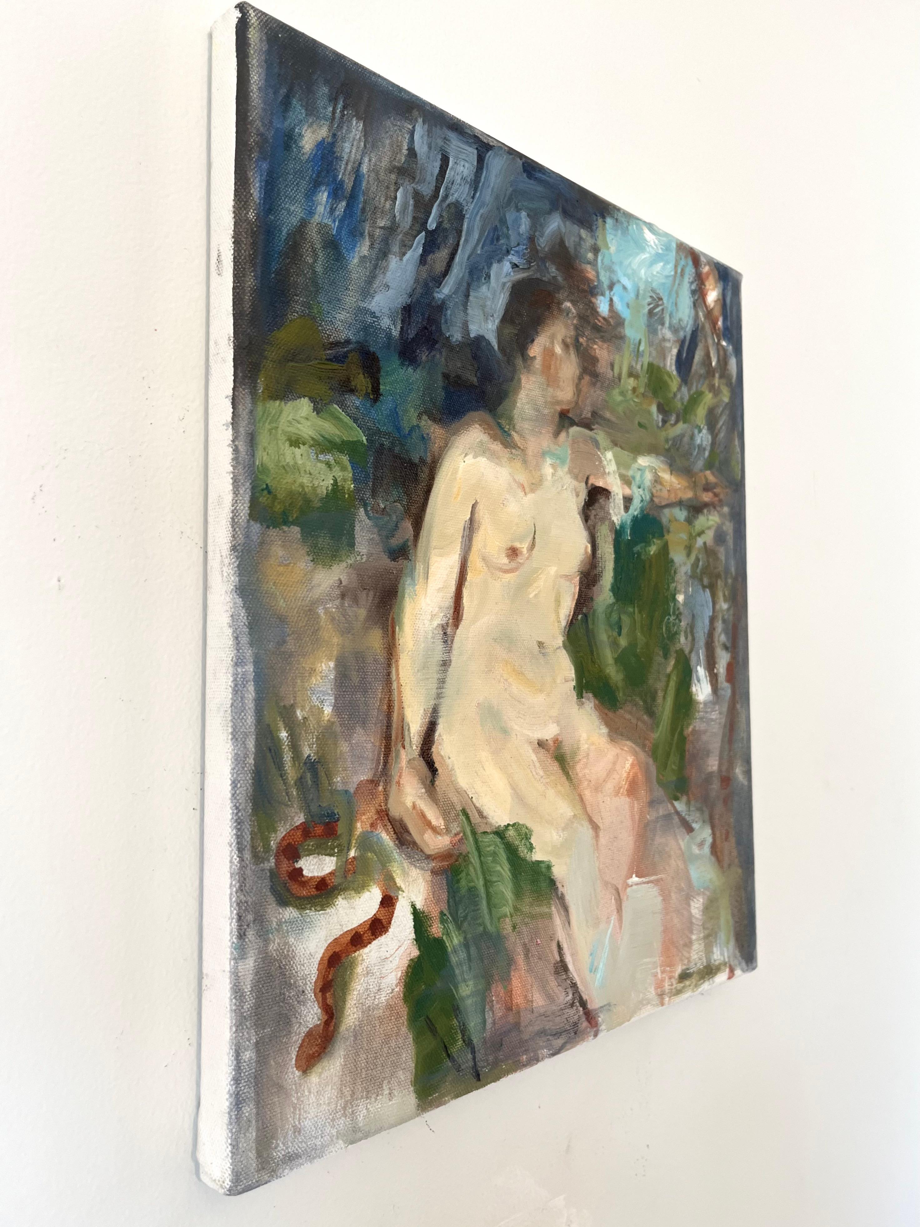 Moderner abstrakter weiblicher Akt, Öl auf Leinwand, gestisch, figurativ, mehrfarbig – Painting von Jessica Benjamin