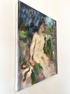 Modern Abstract Female Nude Oil on Canvas Gestural Figurative Multi-color